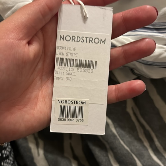 Reformation Violet Long Sleeve Blouse in Navy Lyon Stripe - Picture 3 of 4